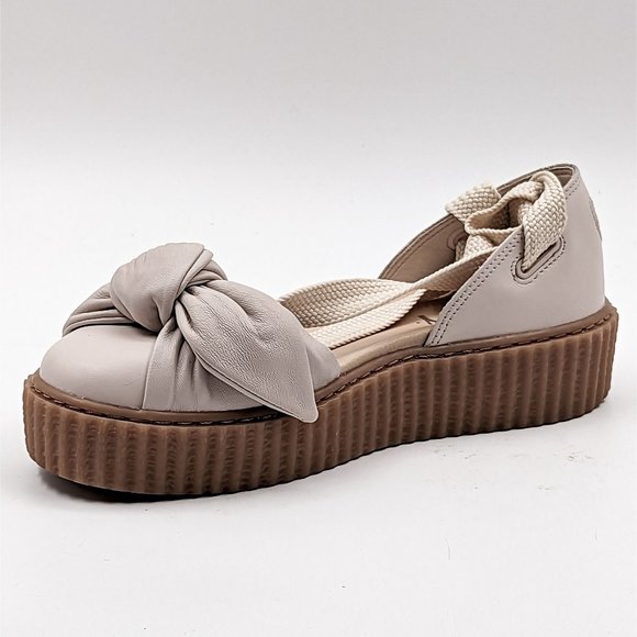 Puma Fenty X Rihanna Women Creeper Bow Cream Leather Platform Sandals size 6.5 - Picture 6 of 11